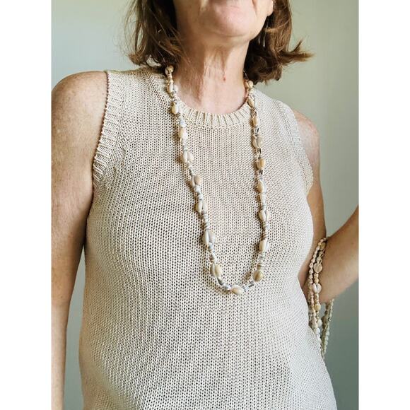 Set of 4 Seashell Long Strand Necklaces | Beachy Indie Vintage Boho Jewelry - Picture 4 of 8